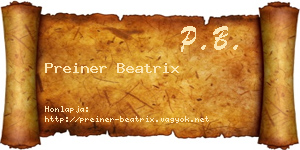 Preiner Beatrix névjegykártya